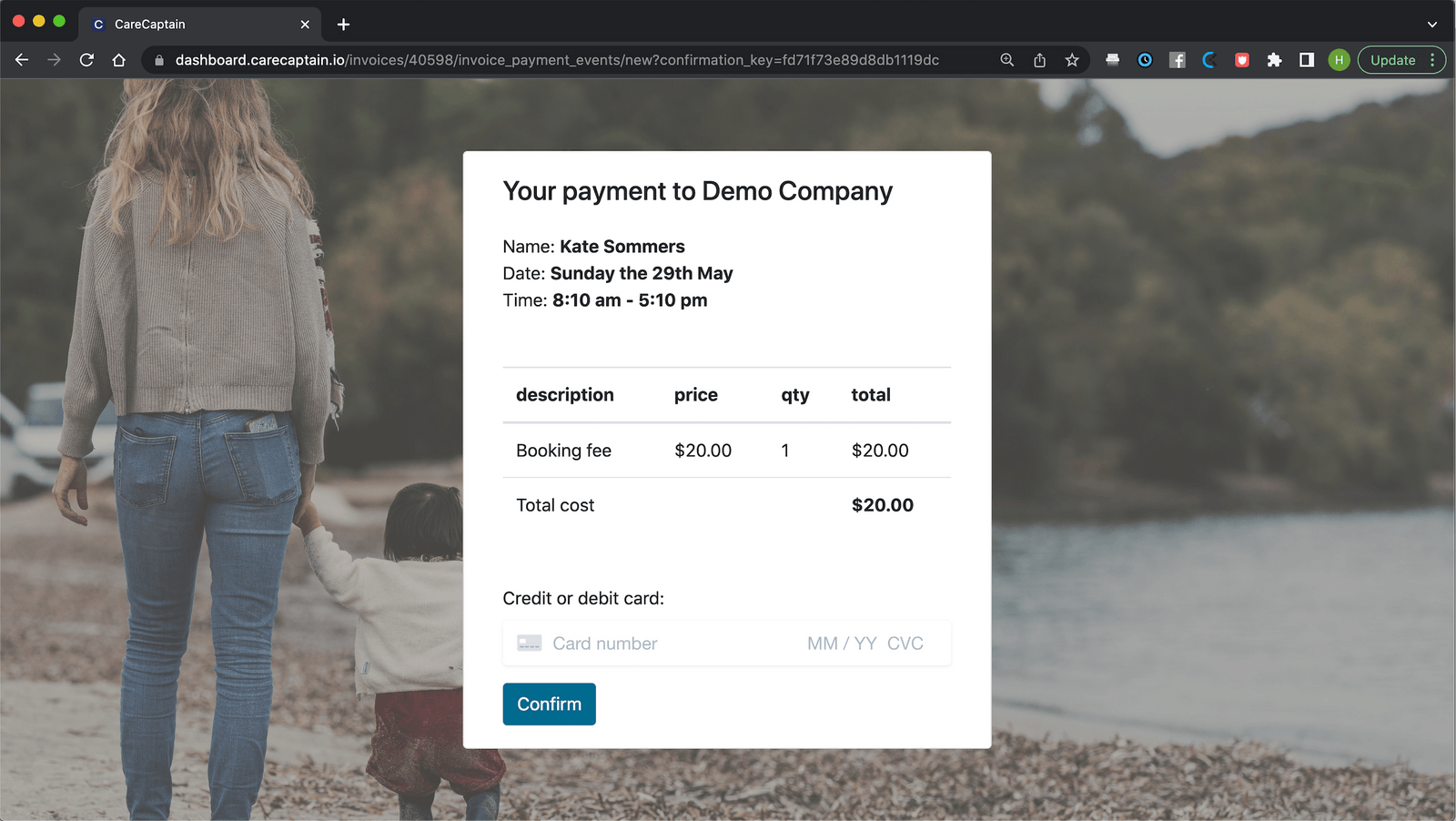 Invoices and booking fees preview